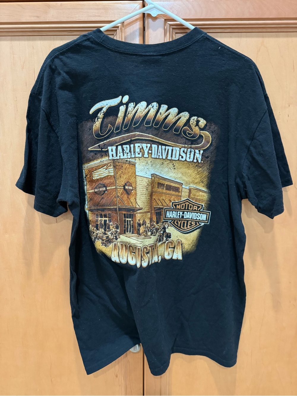 Timms Harley-Davidson Black Tee with Gold/Beige Timms Augusta Graphic
